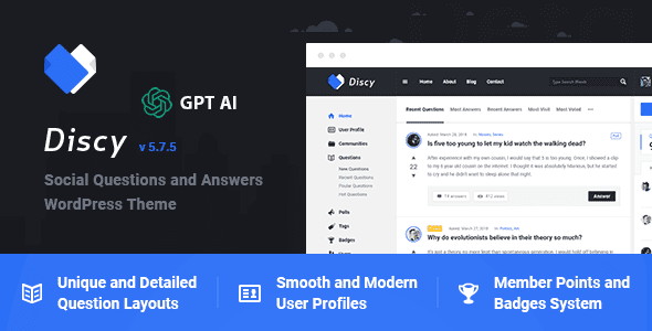 Discy Social Questions and Answers Theme